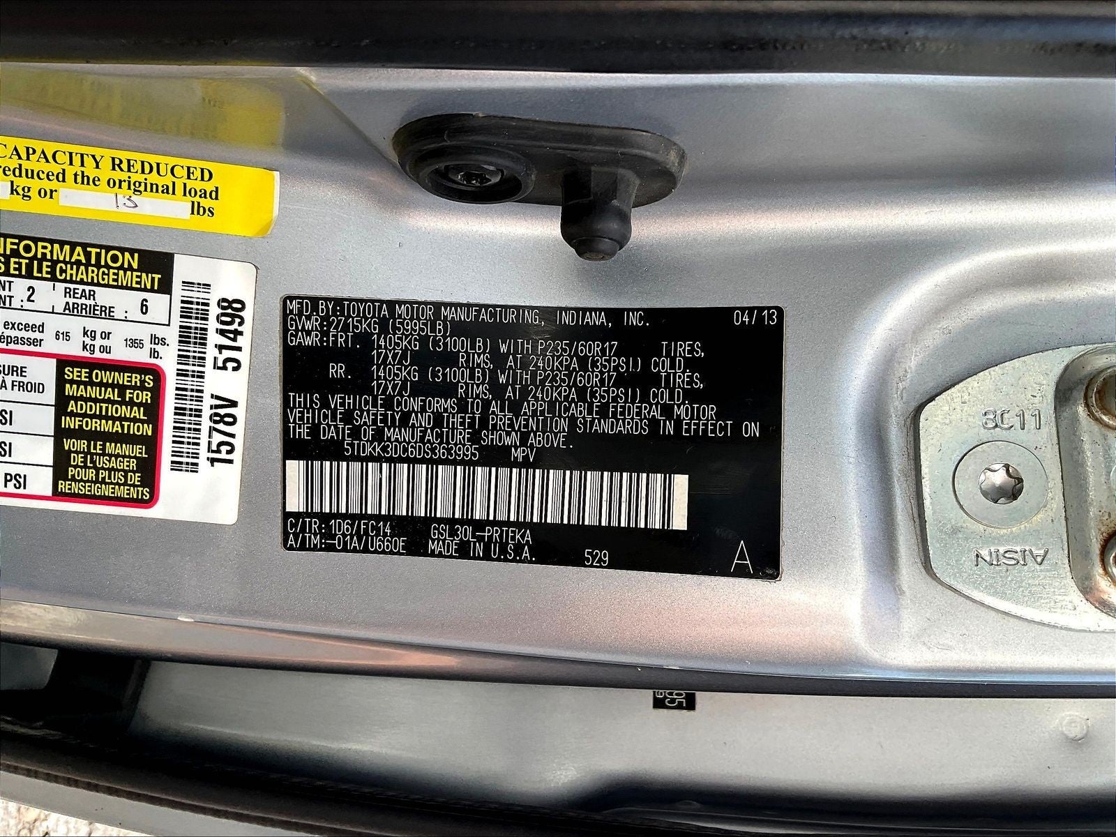2013 Toyota Sienna LE V6 8 Passenger